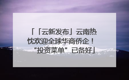 「云新发布」云南热忱欢迎全球华商侨企！“投资菜单”已备好
