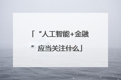 “人工智能+金融”应当关注什么