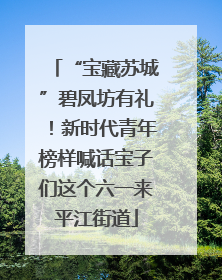 “宝藏苏城”碧凤坊有礼！新时代青年榜样喊话宝子们这个六一来平江街道