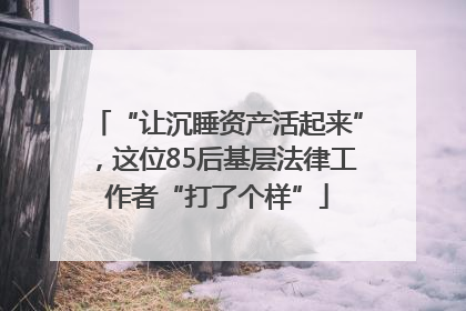 “让沉睡资产活起来”，这位85后基层法律工作者“打了个样”