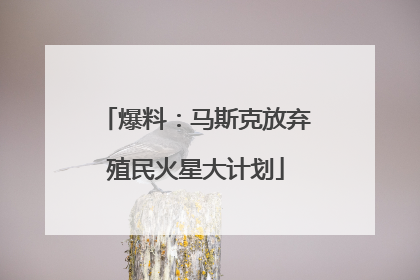 爆料：马斯克放弃殖民火星大计划