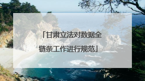 甘肃立法对数据全链条工作进行规范