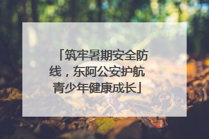 筑牢暑期安全防线，东阿公安护航青少年健康成长