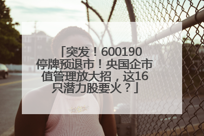 突发！600190停牌预退市！央国企市值管理放大招，这16只潜力股要火？