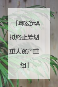 粤宏远A拟终止筹划重大资产重组