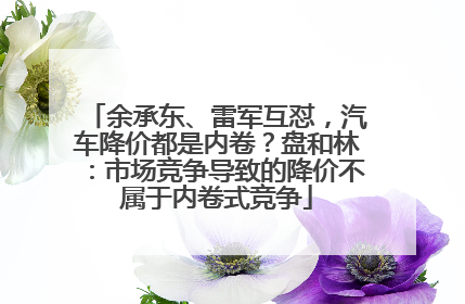 余承东、雷军互怼，汽车降价都是内卷？盘和林：市场竞争导致的降价不属于内卷式竞争