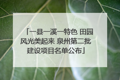一县一溪一特色 田园风光美起来 泉州第二批建设项目名单公布