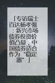 专访瑞士百达杨孝强：新兴市场债券投资价值凸显，中国债券适合作为“稳定器”