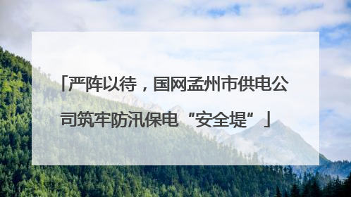 严阵以待，国网孟州市供电公司筑牢防汛保电“安全堤”