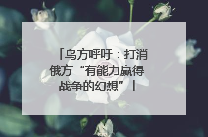 乌方呼吁：打消俄方“有能力赢得战争的幻想”