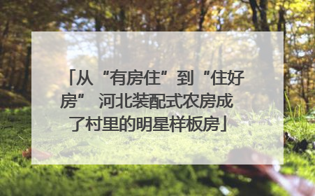 从“有房住”到“住好房” 河北装配式农房成了村里的明星样板房