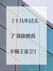 十几年过去了 我依然看不懂王家卫