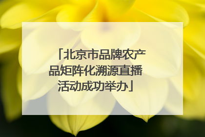 北京市品牌农产品矩阵化溯源直播活动成功举办