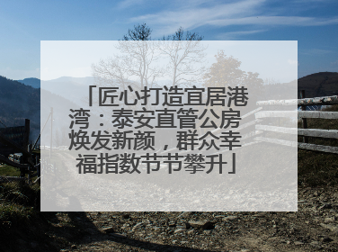 匠心打造宜居港湾：泰安直管公房焕发新颜，群众幸福指数节节攀升