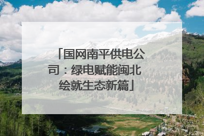 国网南平供电公司：绿电赋能闽北 绘就生态新篇