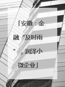 安徽：金融“及时雨”，润泽小微企业