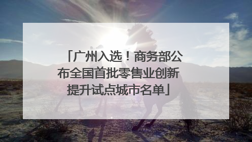 广州入选！商务部公布全国首批零售业创新提升试点城市名单