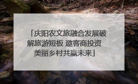庆阳农文旅融合发展破解旅游短板 邀客商投资美丽乡村共赢未来