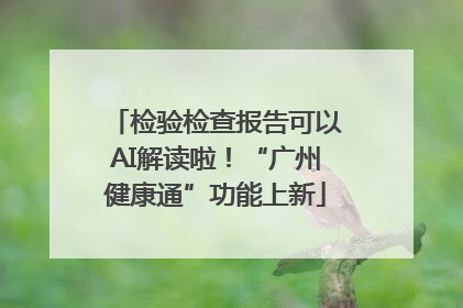 检验检查报告可以AI解读啦！“广州健康通”功能上新