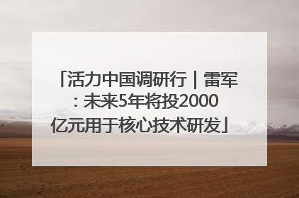 活力中国调研行｜雷军：未来5年将投2000亿元用于核心技术研发