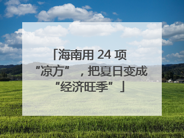 海南用 24 项 “凉方”，把夏日变成 “经济旺季”