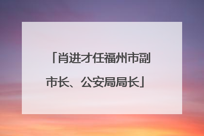 肖进才任福州市副市长、公安局局长