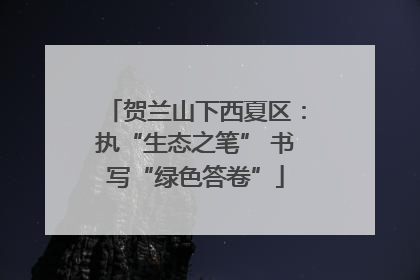 贺兰山下西夏区：执“生态之笔” 书写“绿色答卷”