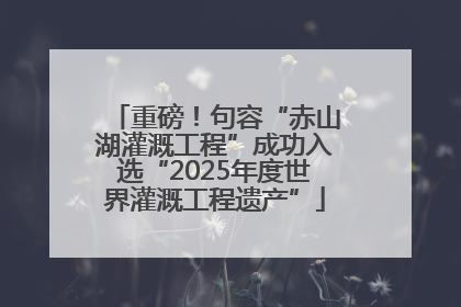 重磅！句容“赤山湖灌溉工程”成功入选“2025年度世界灌溉工程遗产”