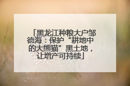 黑龙江种粮大户邹德海：保护“耕地中的大熊猫”黑土地，让增产可持续