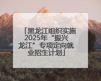 黑龙江组织实施2025年“振兴龙江”专项定向就业招生计划