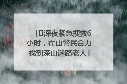 ﻿深夜紧急搜救6小时，霍山警民合力找到深山迷路老人