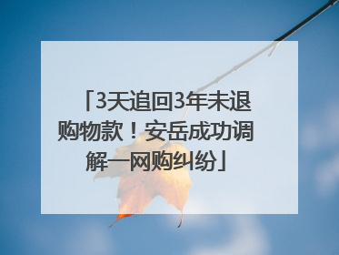 3天追回3年未退购物款！安岳成功调解一网购纠纷